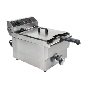 Professional Deep Fryer 13 L 3000 W with Drain - Stainless Steel