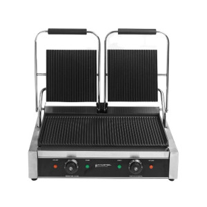 Double Panini Grill - Ribbed Plates - Dynasteel