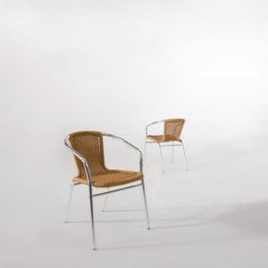 Rottings- och aluminiumstolar - Set om 2 - Renoverad