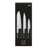 Set med 3 knivar Wasabi Black - Allroundskniv och Santoku från KAI: kvalitet, prestanda och precision i köket.