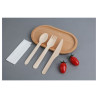 4-osainen puuaterinsetti Dynasteelilta: veitsi, haarukka, iso lusikka, servetti - 500 kpl:n erä