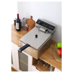 Ammattimainen rasvakeitin 10 L 3000 W Ruostumaton teräs — Termostaatti