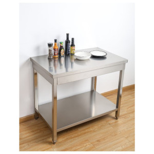 Rostfritt stål bord med hylla - Djup 600 mm - Längd 1200 mm - Dynasteel