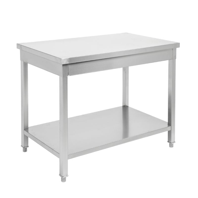 Inox-pöytä 1600 x 600 mm alahyllyllä — AISI 201