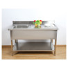 Sink 1 Bowl with Backsplash and Shelf - W 1400 x D 600 mm - Dynasteel