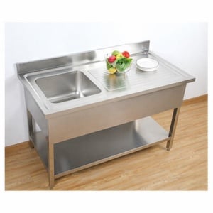 Plonge 1 Bac avec Dosseret et Etagère Basse - L 1000 x P 600 mm - Dynasteel