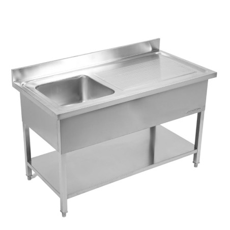 Sink 1 Basin with Backsplash and Lower Shelf - L 1000 x D 600 mm - Dynasteel