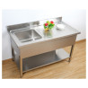 Plonge Inox 1 Bac 1200x600 mm, Droppbricka Höger, Stänkskydd