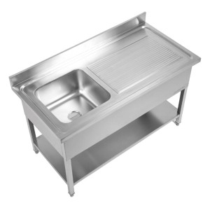 Plonge Inox 1 Bac 1200x600 mm, Droppbricka Höger, Stänkskydd