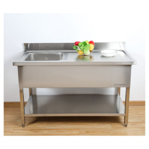 Plonge Inox 1 Bac 1200x600 mm, Droppbricka Höger, Stänkskydd