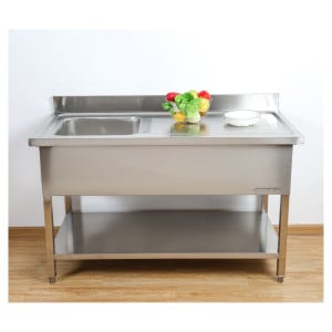 Plonge Inox 1 Allas 1200x600 mm, Valutusalue Oikea, Selkänoja