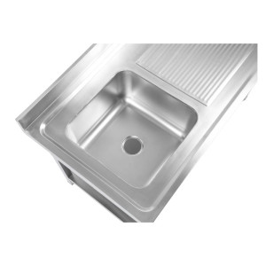 Plonge Inox 1 Bac 1200x600 mm, Droppbricka Höger, Stänkskydd