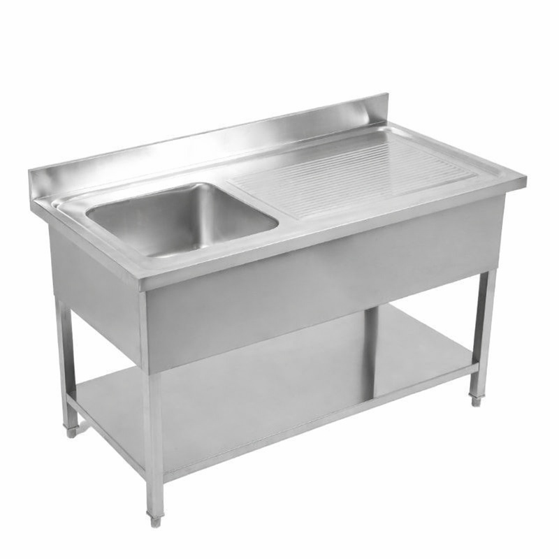 Plonge 1 Bac avec Dosseret et Etagère - L 1200 x P 600 mm - Dynasteel