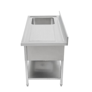 Plonge Inox 1 Bac 1200x600 mm, Droppbricka Höger, Stänkskydd