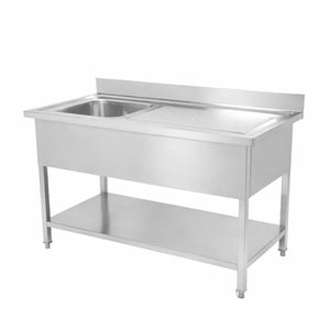 Plonge 1 Bac avec Dosseret et Etagère - L 1200 x P 600 mm - Dynasteel