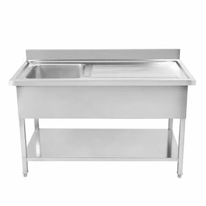 Plonge 1 Bac avec Dosseret et Etagère - L 1200 x P 600 mm - Dynasteel