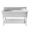 Plonge Inox 1 Bac 1200x600 mm, Droppbricka Höger, Stänkskydd