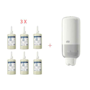 Startpaket Vit Tvåldispenser och Mjuk Flytande Tvål