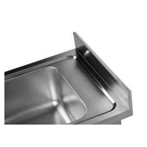Sink 1 Bowl with Backsplash and Shelf - W 600 x D 600 mm - Dynasteel