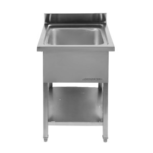 Sink 1 Bowl with Backsplash and Shelf - W 600 x D 600 mm - Dynasteel
