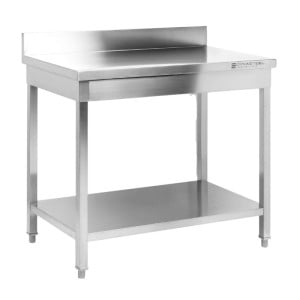 Inoxbord 1000x600 mm Ryggstöd och Låg Hylla