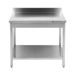 Inoxbord 1000x600 mm Ryggstöd och Låg Hylla