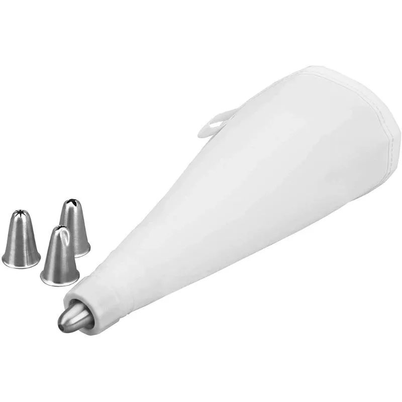 Silikoninen pursotinpussi + 4 ruostumattomasta teräksestä valmistettua tyllaa - 20 cm