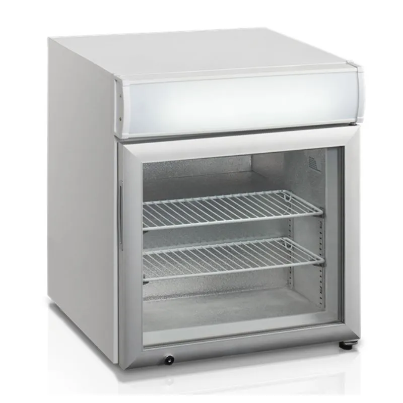 Valkoinen pöytätason pakastin, jossa on lasiovi - 48 L