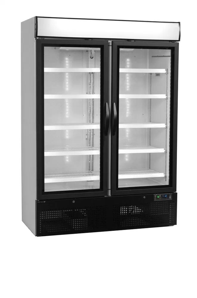 Valkoinen lasiovinen jääkaappikaappi 2 ovea - 1079 L