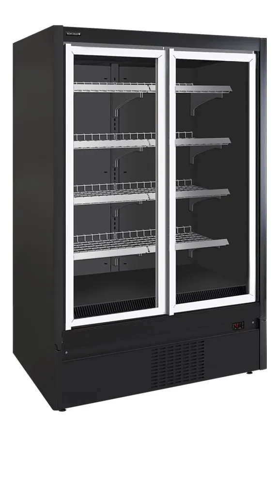 Supermarketin musta negatiivinen jäähdytetty vitriini - 2 ovea - 850 L