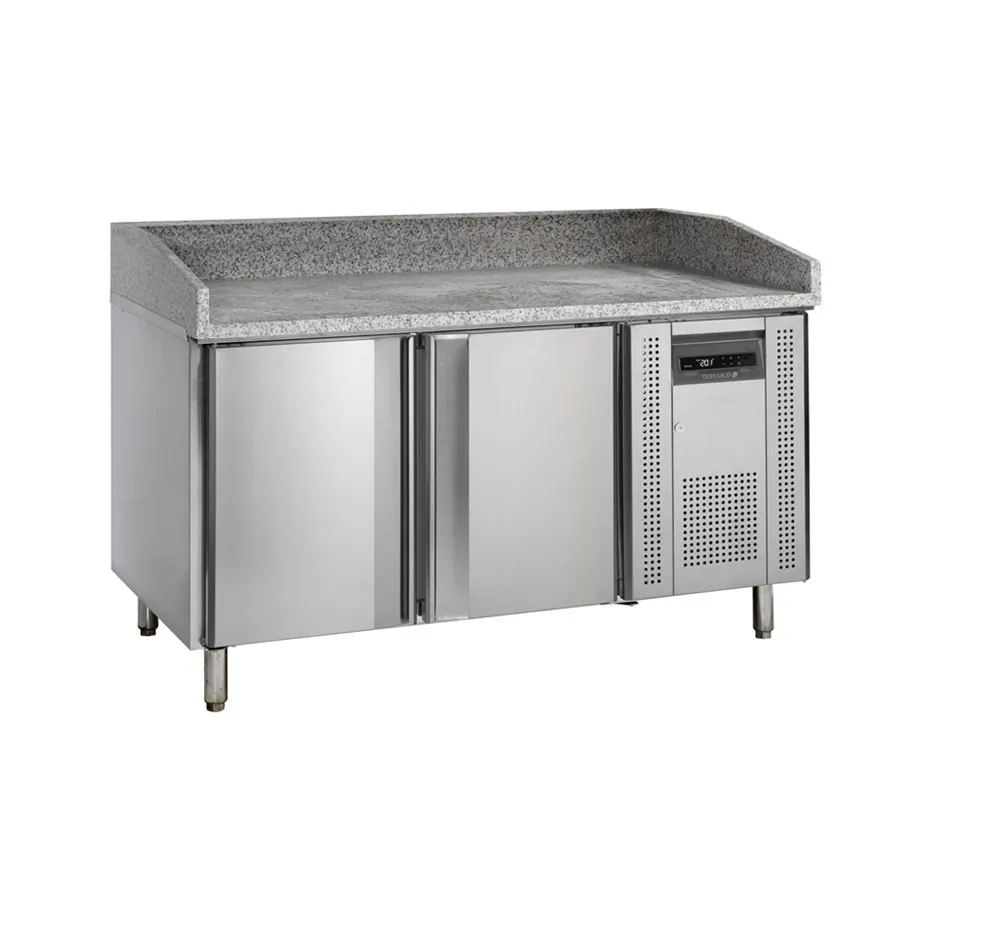 Ruostumattomasta teräksestä valmistettu pizzapöytä - 400 x 600 mm - 2 ovea