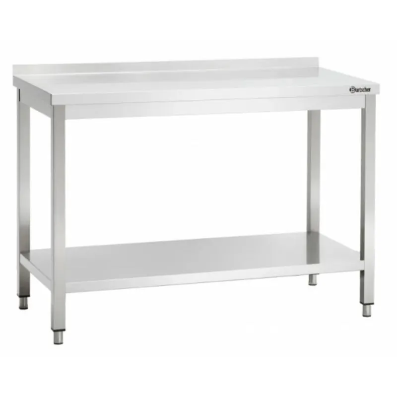 Ruostumaton teräspöytä selkänojalla - L 1000 x S 600 mm