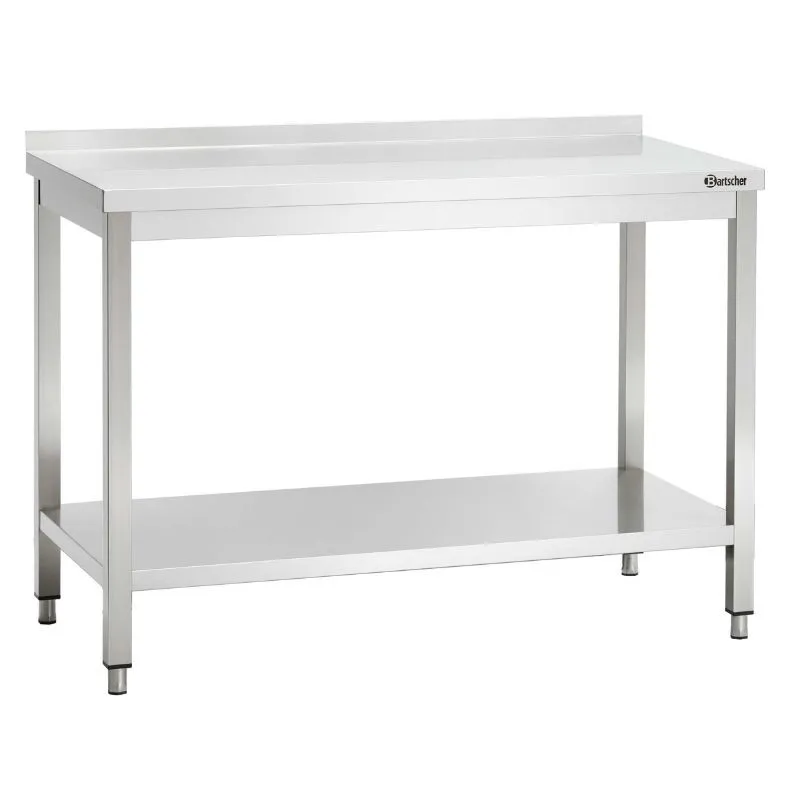 Ruostumaton teräspöytä selkänojalla - L 1100 x S 700 mm