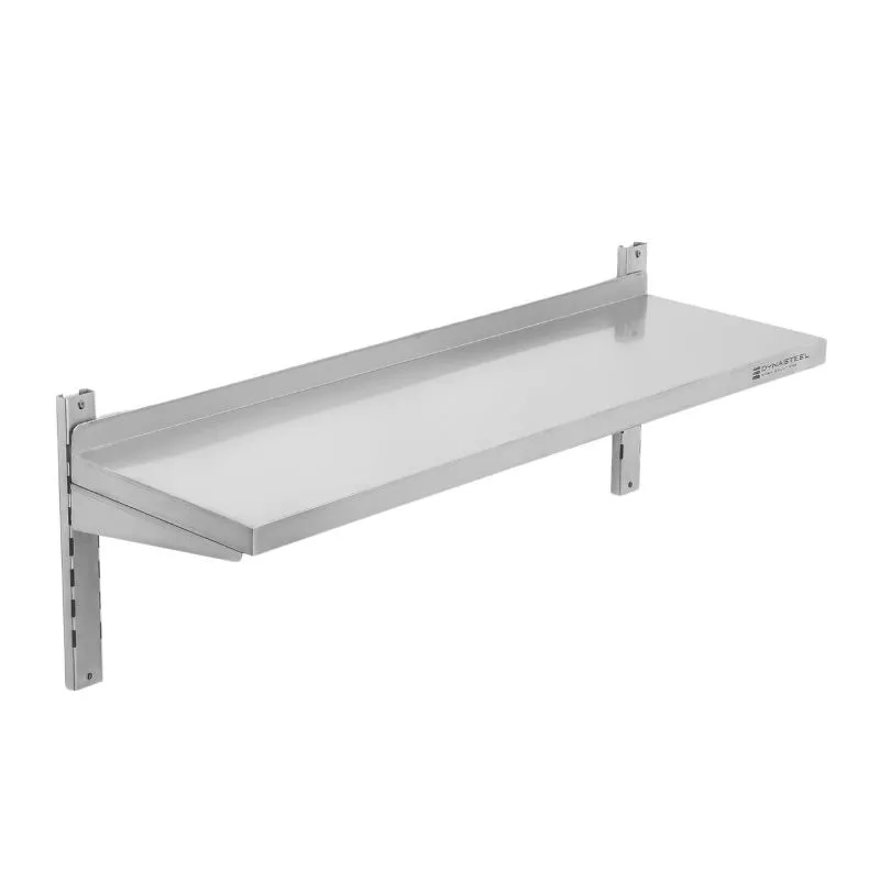 Ruostumattomasta teräksestä valmistettu seinähylly kiskojen päällä - L 1200 x S 300 mm