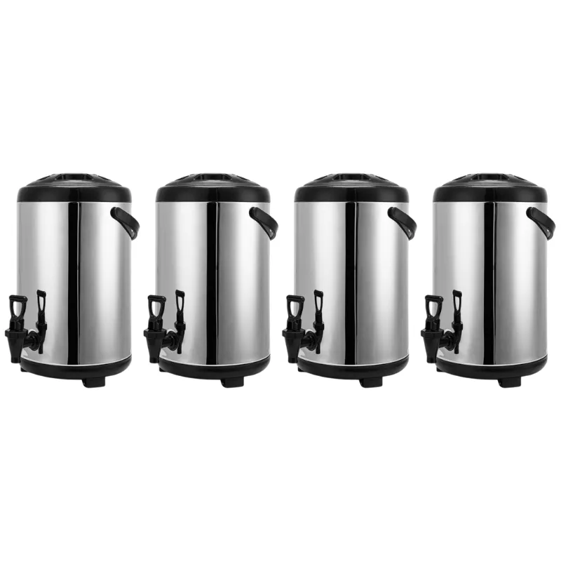 4 kpl Isotermisiä Juoma-annostelijoita 7,5 L Inox AISI 304 hanalla, Kuuma ja Kylmä, CHR