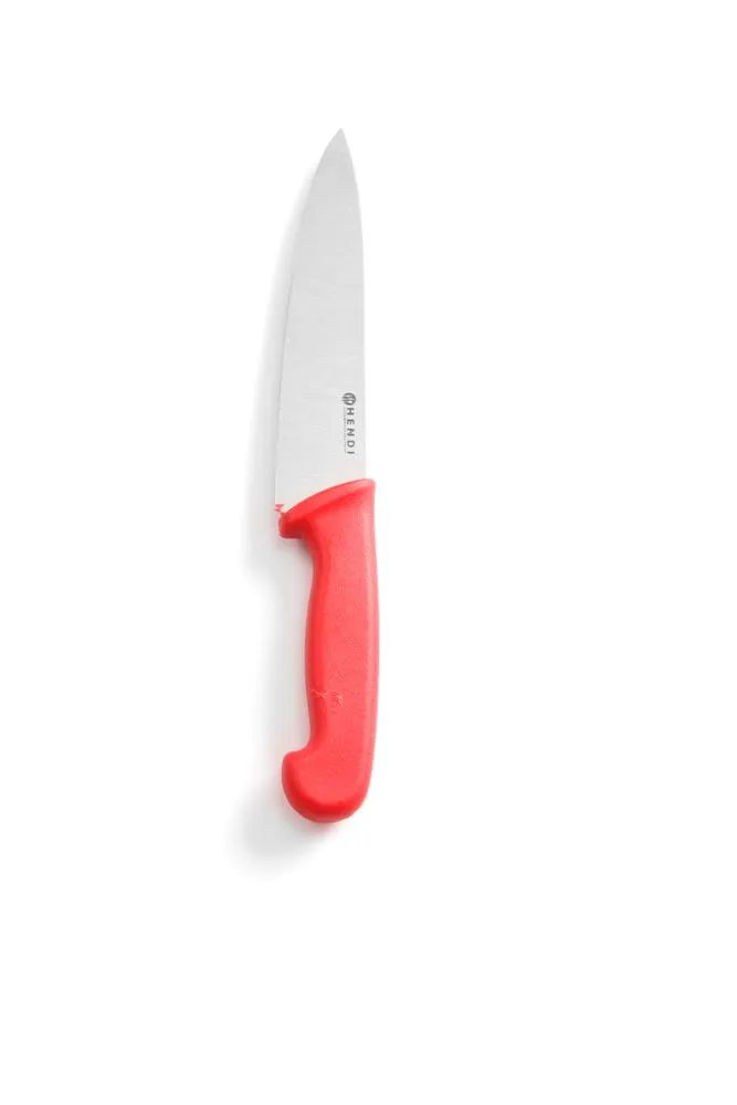 Punainen keittiöveitsi raakaa lihaa varten - Terä 18 cm