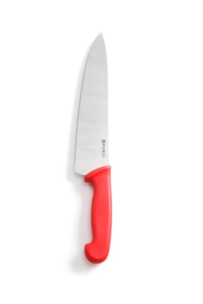 Punainen keittiöveitsi raakaa lihaa varten - Terä 24 cm