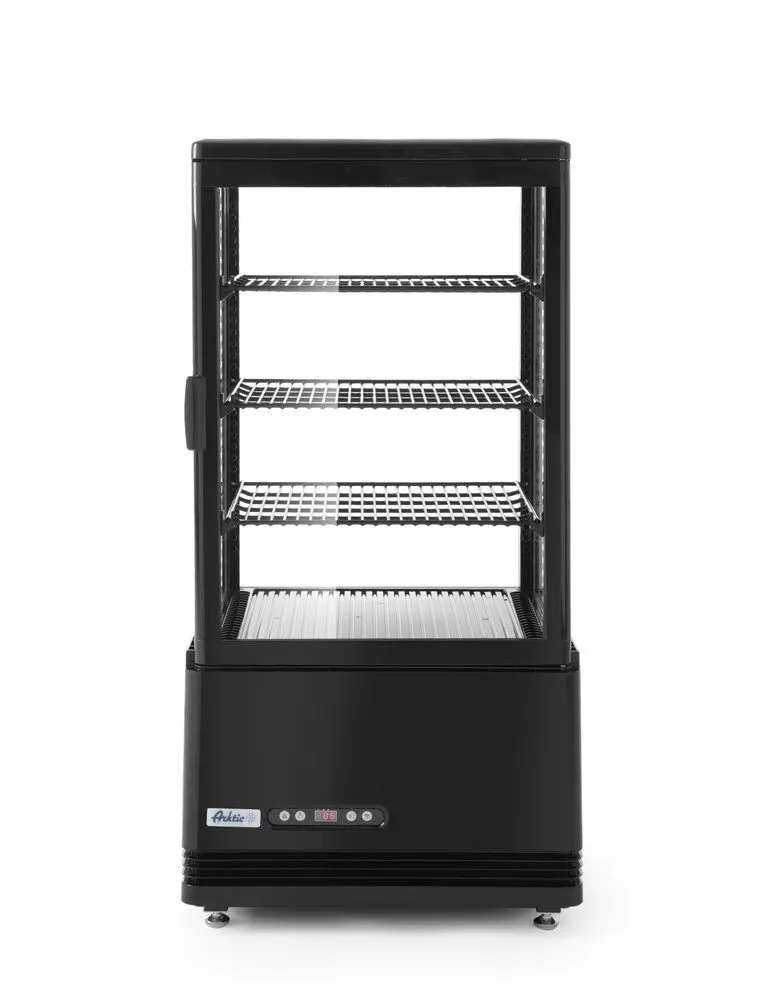 Musta lasiovellinen jäähdytetty vitriini - 68 L