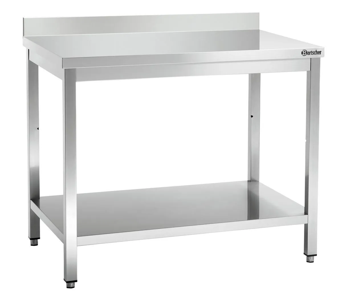 Ruostumaton teräspöytä selkänojalla - L 1800 x S 700 mm