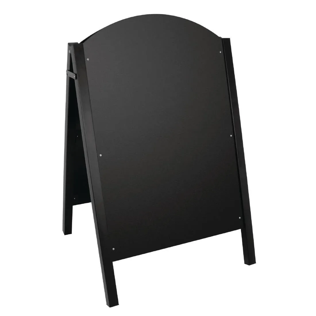 Musta metallirunkoinen jalkakäytävän kyltti - 675 x 660 mm