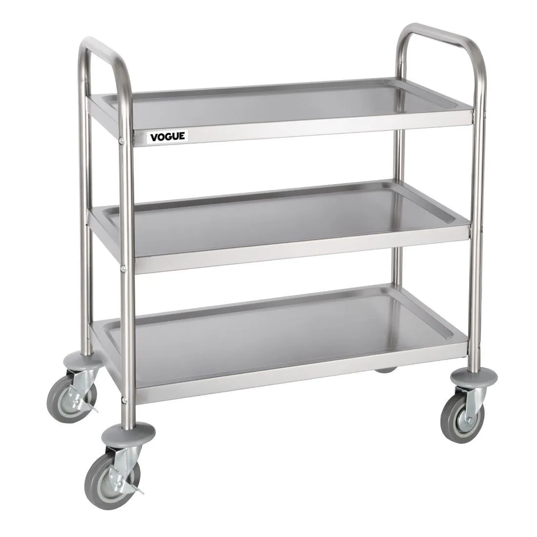 Ruostumattomasta teräksestä valmistettu siivouskärry - 3 tasoa - L 710 X S 405 mm - 128 kg