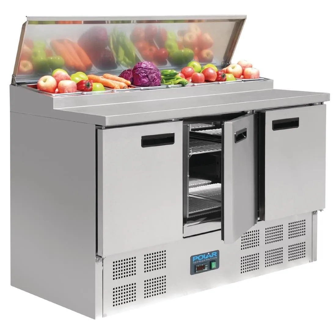 Jäähdytetty Valmistelutiski Pizzoille ja Salaateille G-sarja - 390L - 8 GN-vuokaa 1/4