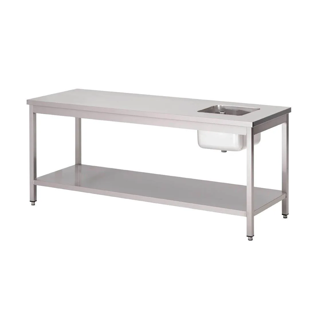 Pöytäpäällikkö ruostumattomasta teräksestä alahyllyllä - L 1600 x S 700 mm