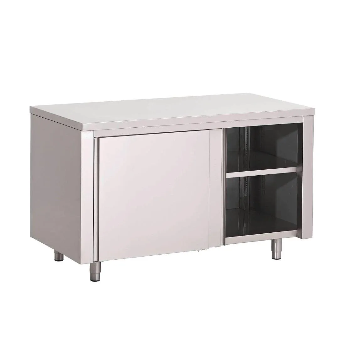 Ruostumaton teräksinen kaluste liukuovilla - L 1400 x S 700 mm