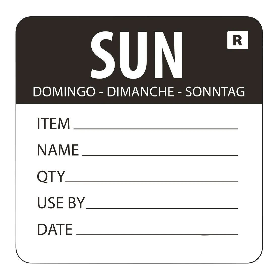 Irrotettava etiketti "Sunnuntai"