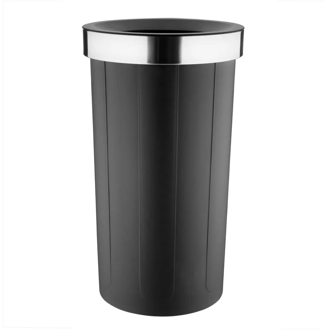 Pyöreä musta polypropeenijäteastia avoimella kannella - 60 L