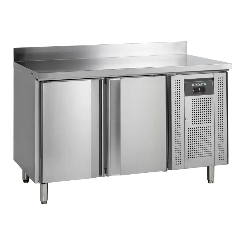 Ruostumattomasta teräksestä valmistettu jäähdytetty pöytä selkänojalla - 2 ovea - GN 1/1