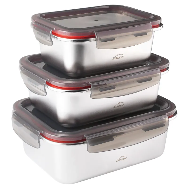 Inox-laatikko PP-kannella Ecoinox 800 ml - 3 kpl