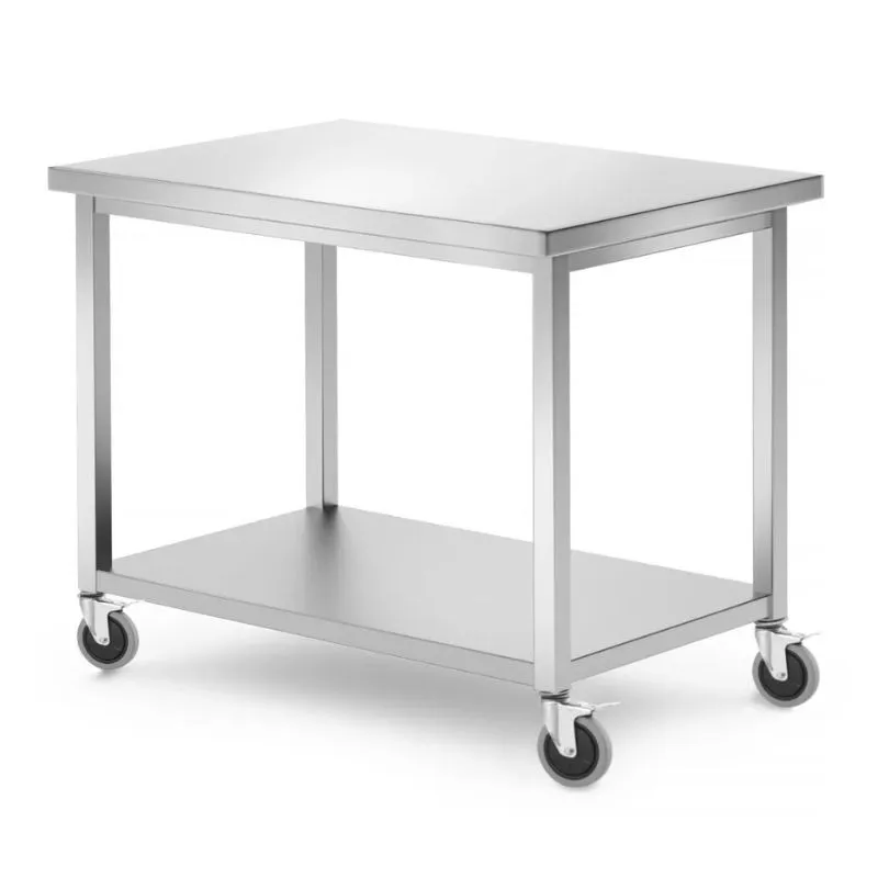 Siirrettävä pöytä hyllyllä - 1000 x 700 mm