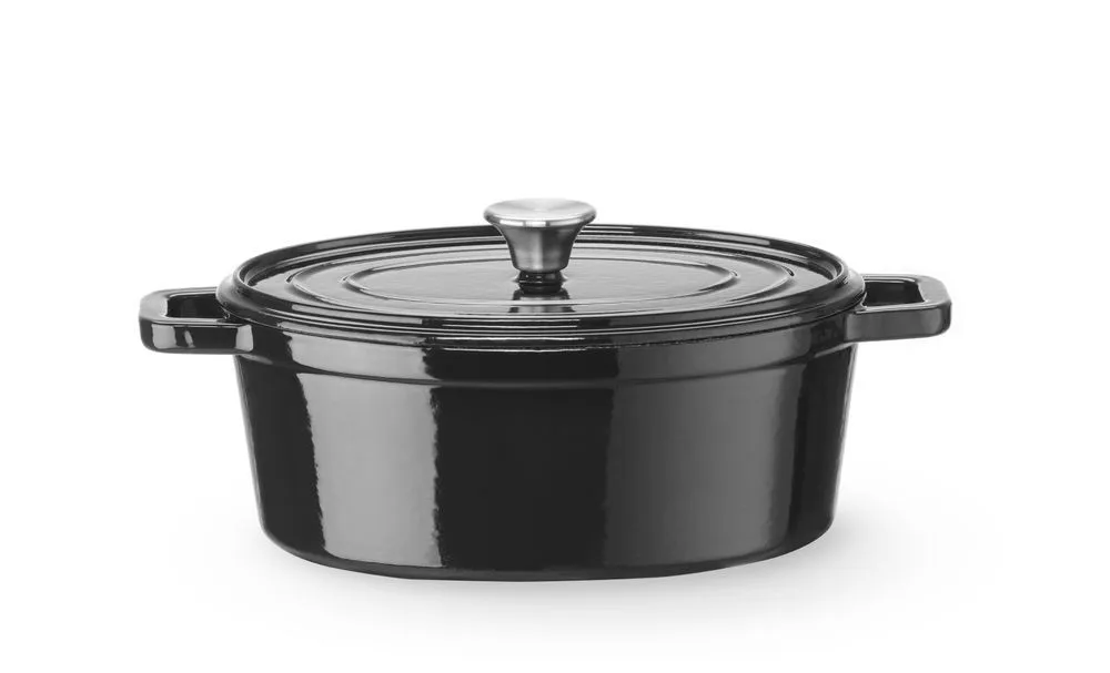 Emaloitu soikea valurautapata musta - 4,4 L